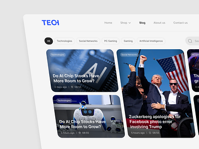 Tech news blog page blog blogpage design minimal news tech ui ux web website