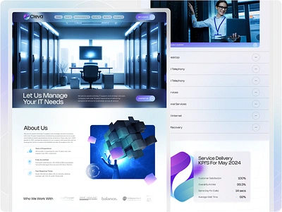 Cleva Landing Page agency cloud cloud services data restoration disaster recovery figma hosted desktop information technology services informative website it it solutions landing page managed internet managed it support managed telephony professional services responsive website design saas ui website