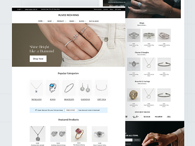 Jewellery Shop website branding cool design diamond ios jewellery shop website jewellery store shop silver simple store ui uiux website