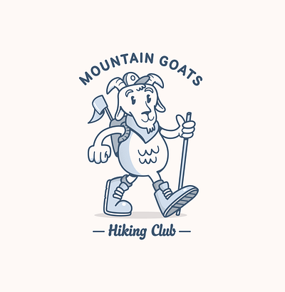 Mountain Goats Hiking Club character design character characterdesign characterinspiration goat hiking illustration logo logodesign mascot vector vectorcharacter vectormascot walking