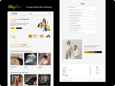 ShopTacle; an online webshop blue daily practice design e commerce gold luxury online shopping saas shopping shoptacle typography ui ui design uiux ux design web design webshop white