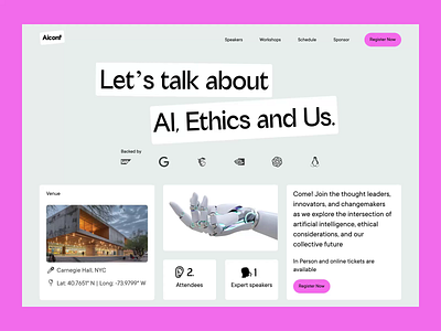 AI Conference ai animation artificial intelligence concept design figma homepage interaction minimal motion design motion graphics product design prototype ui web design