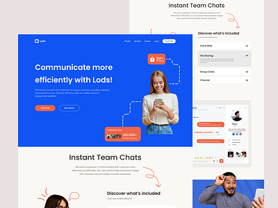 Lods - Landing Page chat app conversation design landing page minimalism personal project ui design user interface