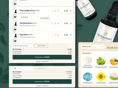 E-commerce checkout cart beauty cart checkout customizer design e commerce green serum stepper ui