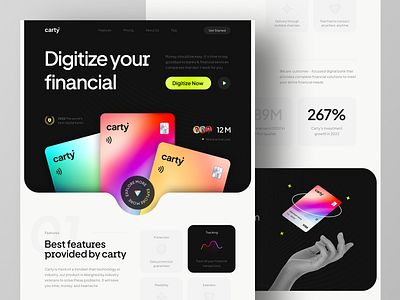 Carty - Digital Banking Landing Page Website home page landing landing page ui web website website design