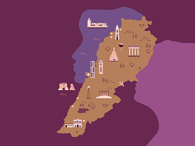 Lebanon icons illustration