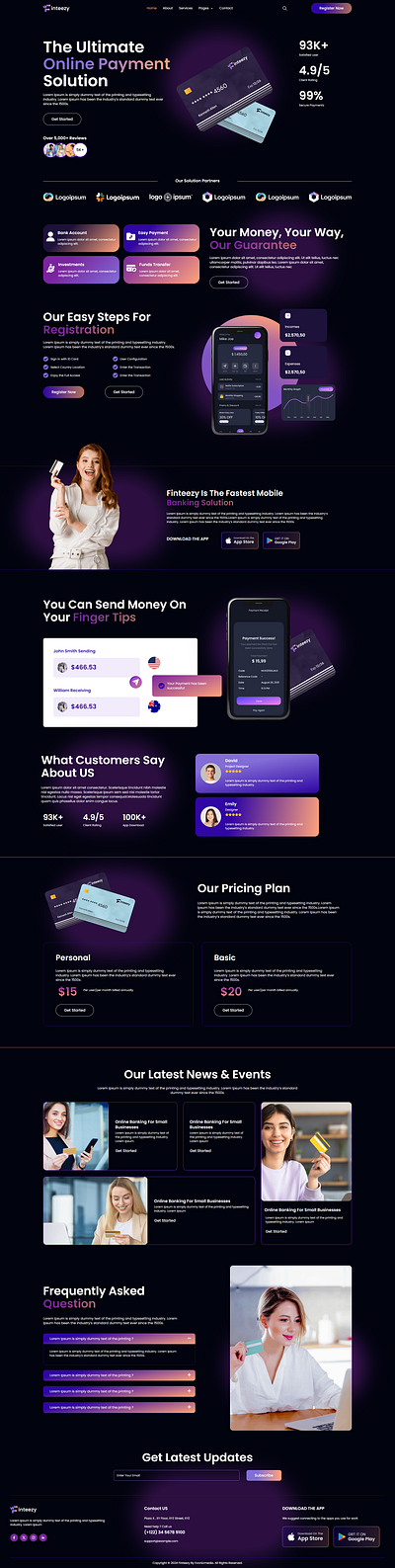 Finteezy - Fintech Startup & Digital Wallet Elementor Template K technology