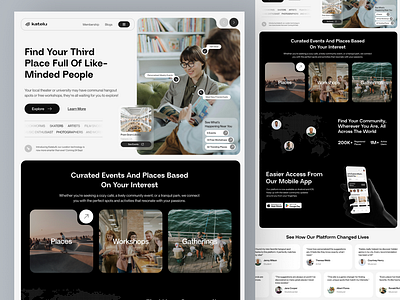 Katelu - Third Places Platform Landing Page community design gathering landing page ui uiux webdesign website