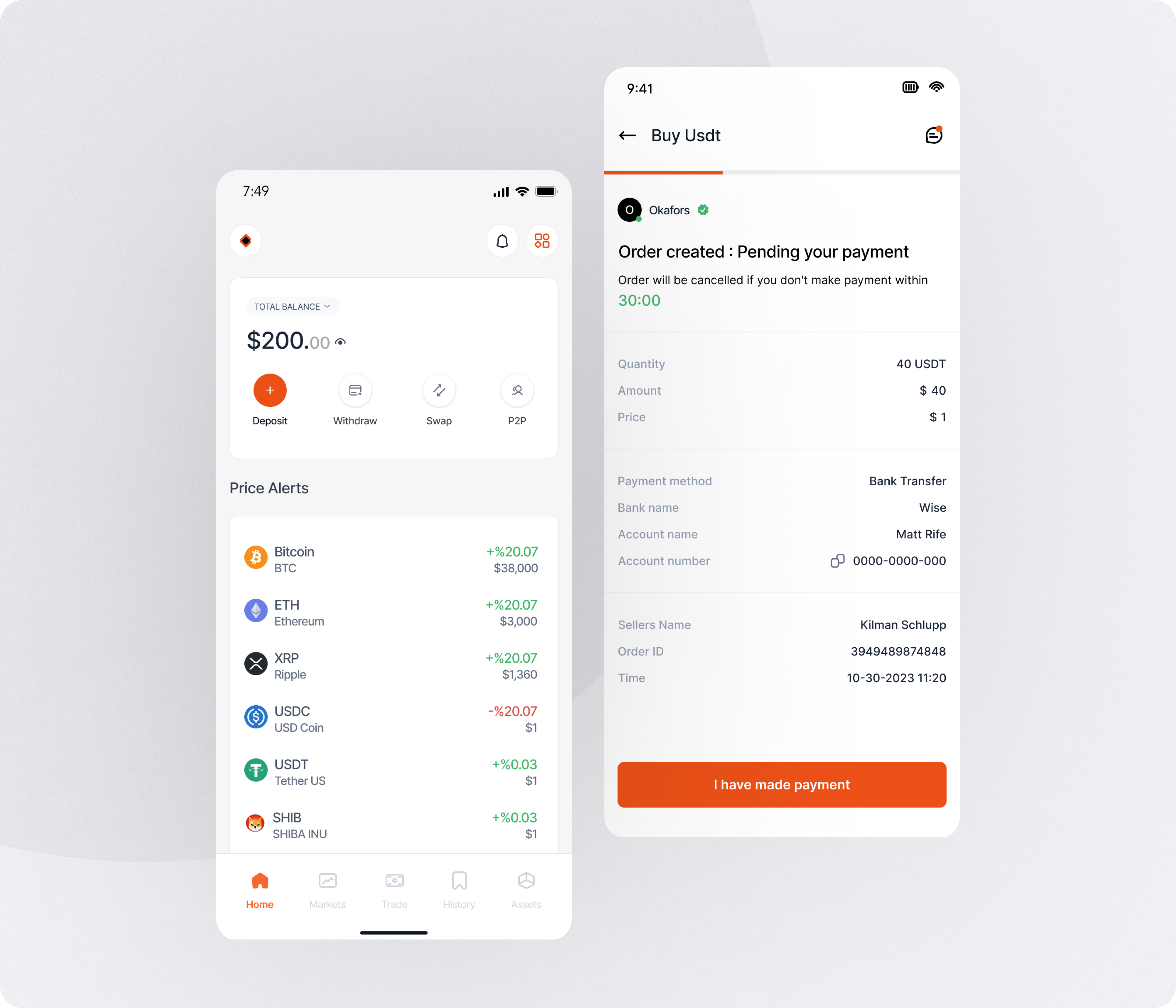 Crypto exchange dashboard branding design graphic design illustration logo minimal typography ux vector