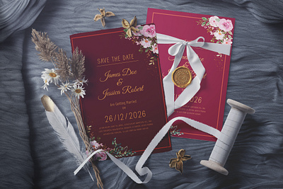 Weeding Invitation Card Design border decoration elegant greeting illustration invitation nature romantic rose wedding