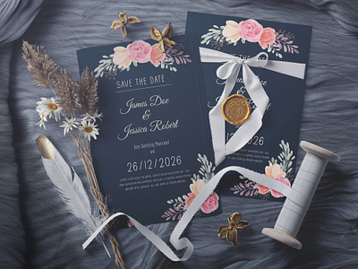 Weeding Invitation Card Design border decoration elegant greeting illustration invitation nature romantic rose wedding