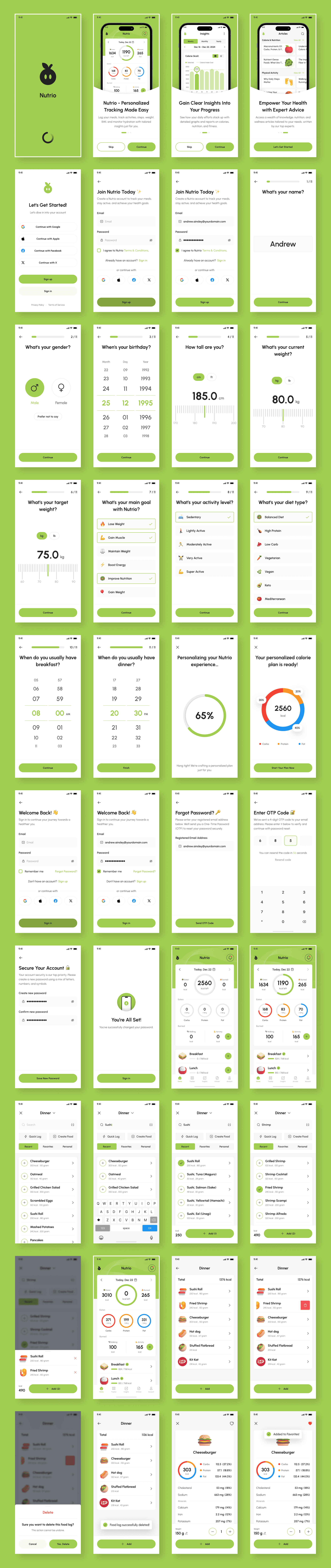 Example of Calorie Counter App UI Kit