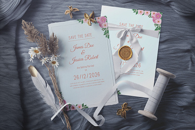 Weeding Invitation Card Design border decoration elegant greeting illustration invitation nature romantic rose wedding