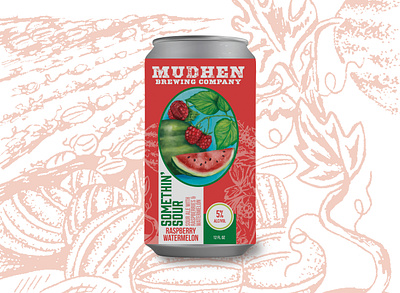 Somethin' Sour Raspberry Watermelon Label Design beer beer can beer packaging brewery can can design can mockup craft beer drink drink packaging fruit fruity illustration label label design packaging packaging design packaging illustration sour watermelon