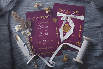 Weeding Invitation Card Design border decoration elegant greeting illustration invitation nature romantic rose wedding