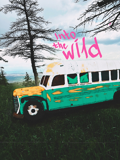 Echoes of the Wild adventures bus illustration design graphic design illustration into the wild mixed media movie poster nastezh poster design poster illustration procreate school bus wild nature