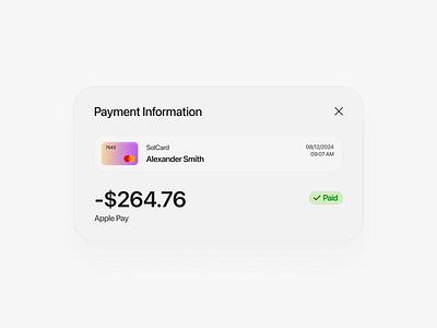 Payment Information apple pay components module payment solana solcard transaction ui design web design