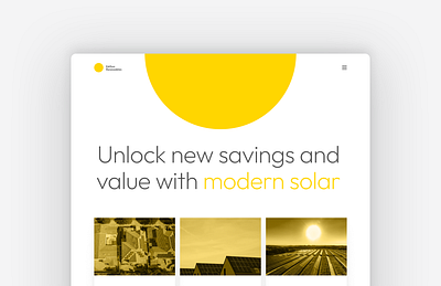 Solar landing page design digital design graphic design landing page marketing page single color solar solar marketing sun sunshine typography ui ux yellow