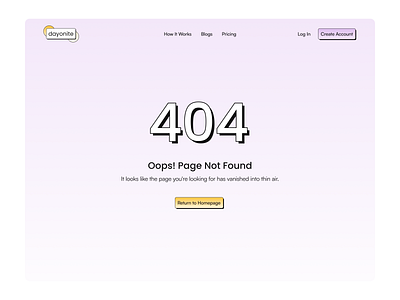 404 Page for Landing Page of Dayonite. 404 404 error 404 not found 404 page figma landing landing page page not found ui