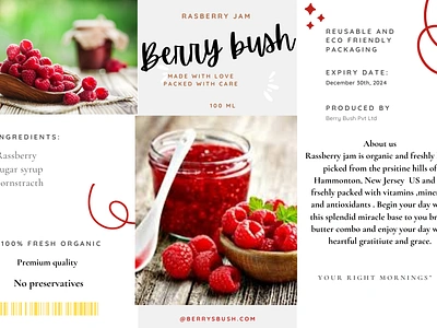 Rasberry jam Package label graphic design packagedesign ui