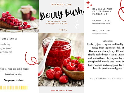 Rasberry jam Package label graphic design packagedesign ui