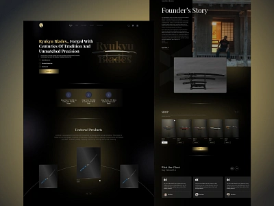 Ryukyu Blades: Honoring the Legacy of the Katana black branding cold dark desgin design gloomy graphic design illustration katan landing page logo ui ux vector