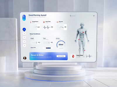 Health Tracker – Dashboard UI/UX Design 3d 3d design animation dashboard health app health tracker healthcare healthcare design medical app medical dashboard motion wellness wellness app