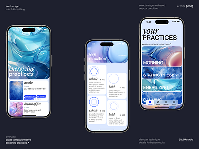 Breathing Practices App Design app design application application design breathing design graphic design healthcare healthtech illustration interface mindfulness mobile mobile app mobile application mobile design mobile screens ui user experience user interface ux