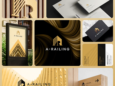 A-Railing Logo Presentation animation bentogrid branding build clean design golden graphic design house logo mark modern motion graphics white