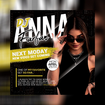 DJ Anna Farfan Instagram Flyer 🎉 bold typography custom design digital marketing dj flyer dribbble showcase edgy design event branding event promotion flyer design graphic design illustrator instagram flyer modern design music flyer photoshop social media content social media design visual identity