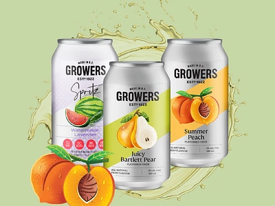 Growers Cider ReDesign beer brand design cider fruit illustration label product design