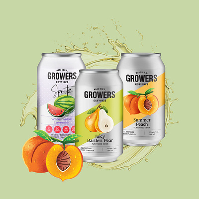 Growers Cider ReDesign beer brand design cider fruit illustration label product design