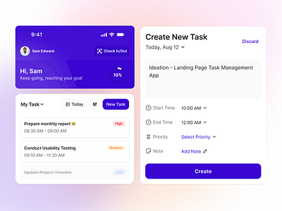 Exploration - UI Elements Task Management & Employee Mobile App daily ui mobile mobile app design task management ui design