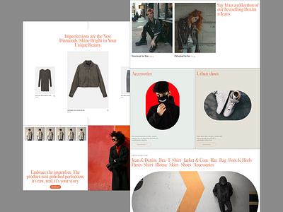 Fashion store background brutalism concept creative fashion grid layout minimal minimalist old school orange retro shopping split screen store