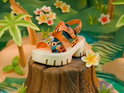 Arli Handmade Shoes 3d animation blendder blender 3d forest shoes stump tropical uv painting uv texturing