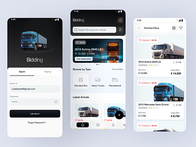 Truck Bidding Application design appdesign dailyui design figma shadesigns ui uidesign webdesign