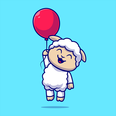 Floating Sheep Animation 2d animation balloon cute floating illustration motion sheep vector