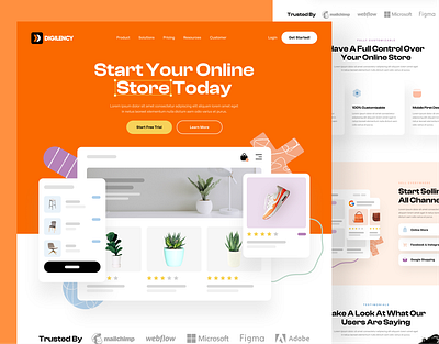 Online Store Saas Landing Page UI/UX Design figma framer landing page modern design saas ui ui kit ui template uiux web design website