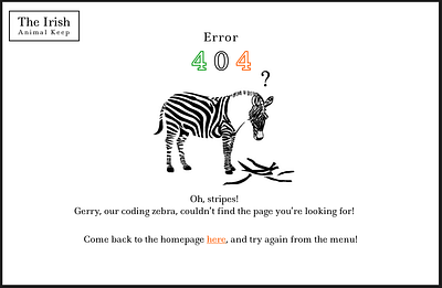 Irish Zoo Error 404 Web Page Designs 404 error error404 ireland ui ui design web design web page webpage website zoo