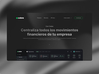 Cobre Web page - Draft desktop interaction landing product ui webpage