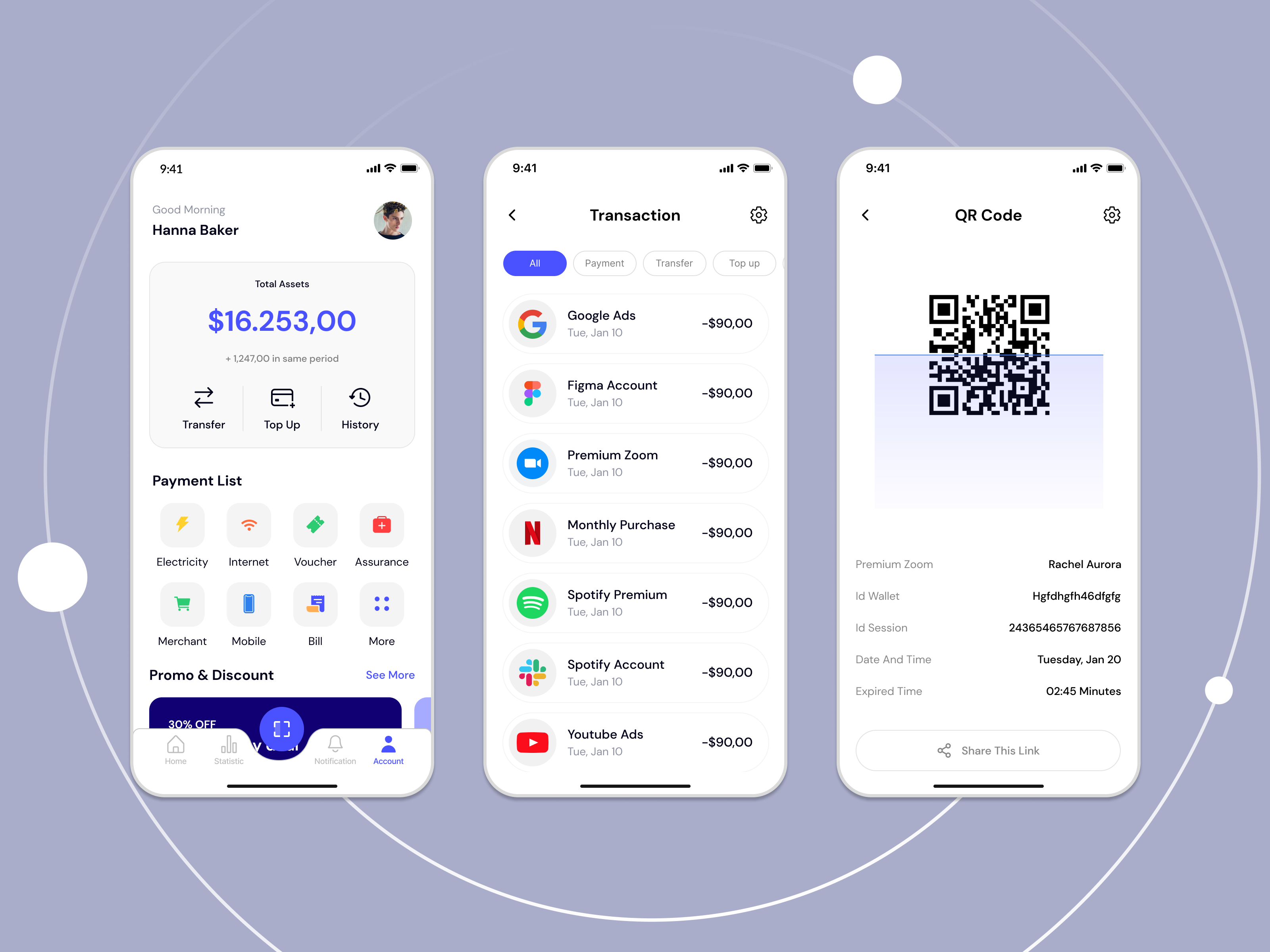 Example of E Wallet Financial Mobile App Design