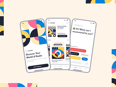 NoteReader App app bauhaustyle creative design mobile note reader ui uiux