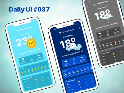 Weather Forecast Mobile UI Design - Daily UI #037 daily ui mobile ui ui design weather design weather forecast