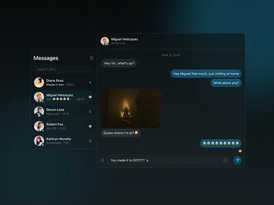 Message app dark message ui