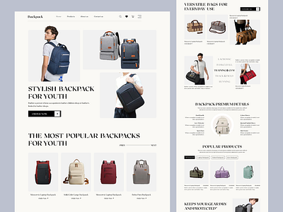 Backpack Products Website🔥 backpack products website branding graphic design landing page ui uiux website