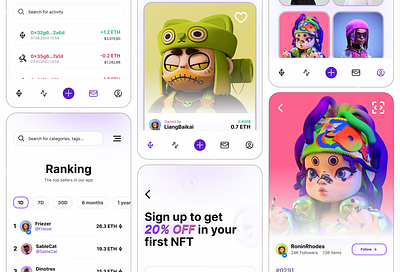 Nexus® — NFT Marketplace [Mobile App] app design graphic design interface design landing page mobile app ui ui design ux ux design