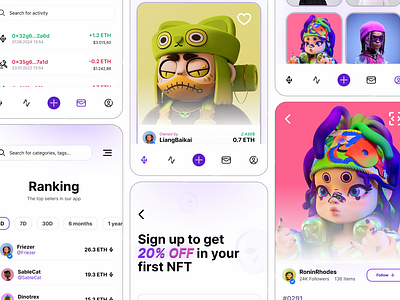 Nexus® — NFT Marketplace [Mobile App] app design graphic design interface design landing page mobile app ui ui design ux ux design