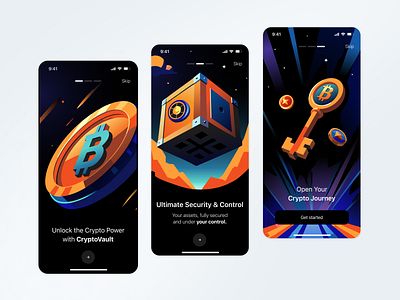 Crypto App Onboarding app interface b2b bank app bitcoin blockchain crypro exchange crypto app crypto onboarding crypto trading crypto uxui crypto wallet finance ios app mobile design mobile ui onboarding saas ui user interface ux