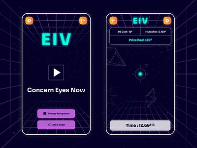Neon Eye Concern Game App app design game design gamelove graphic design illustration neon thekishanmodi