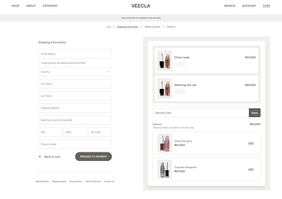 Shipping Information checkout figma ui web design website